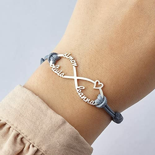 Mom Bracelet With Kids Names, Infinity Bracelet With Names,